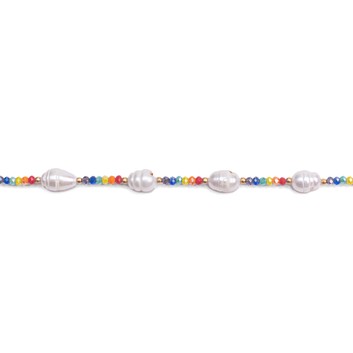 Pearl and Multicolored Crystal Necklace