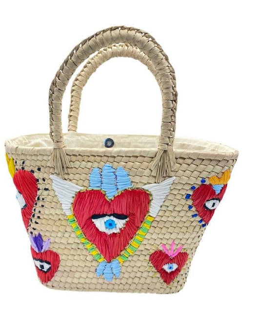 Mexican heart medium bucket palm handbag