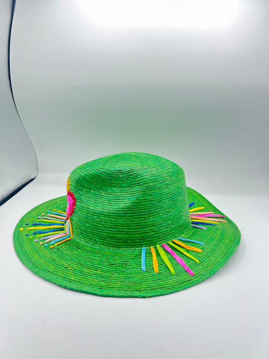 Embroidered Mexican heart straw hat