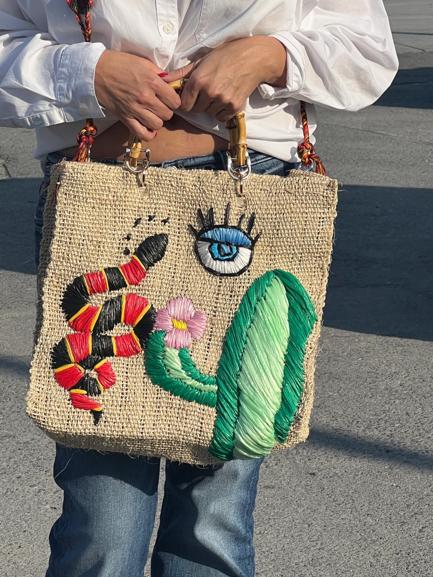 Unique Henequen Embroidered Bag