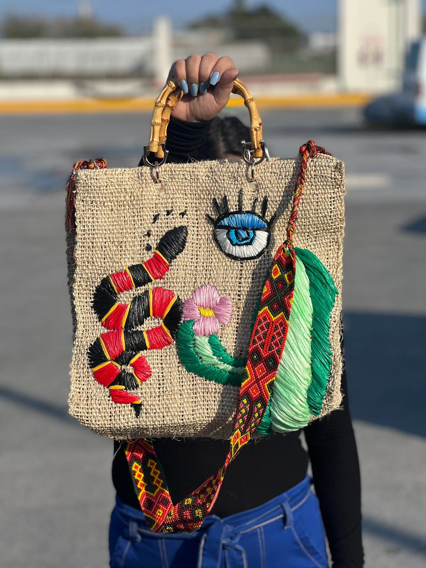 Unique Henequen Embroidered Bag