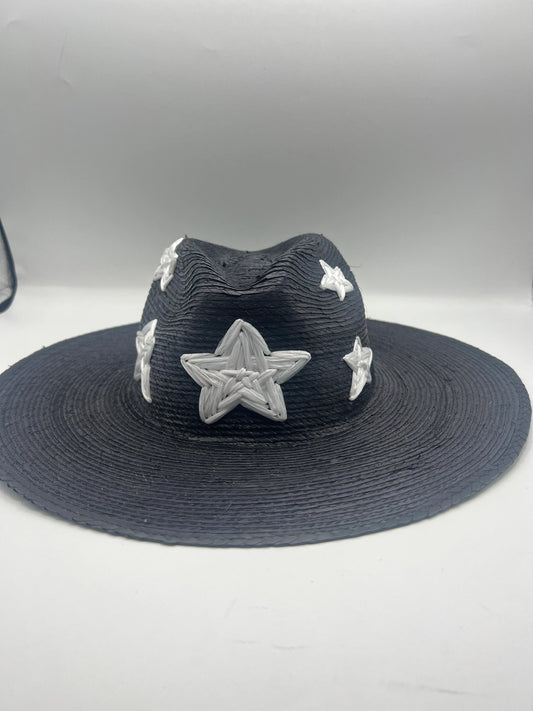 Embroidered star straw hat